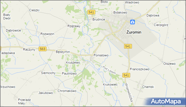 mapa Poniatowo gmina Żuromin, Poniatowo gmina Żuromin na mapie Targeo