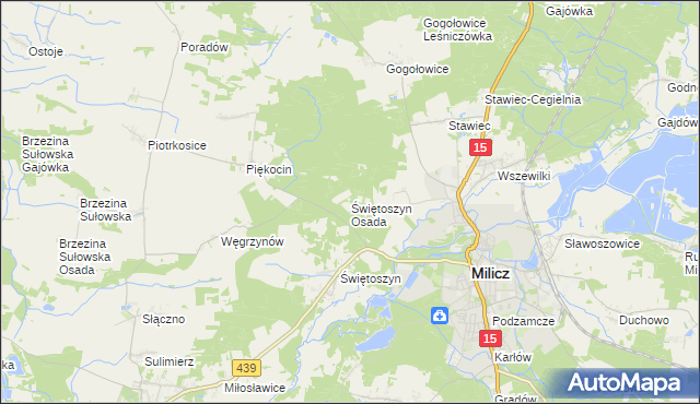 mapa Świętoszyn Osada, Świętoszyn Osada na mapie Targeo