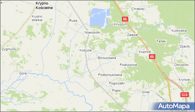 mapa Borsukówka, Borsukówka na mapie Targeo