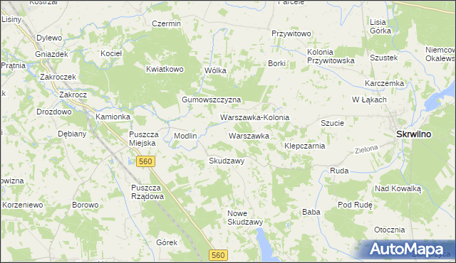 mapa Warszawka gmina Skrwilno, Warszawka gmina Skrwilno na mapie Targeo