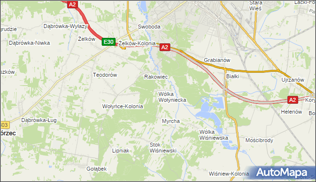 mapa Wólka Wołyniecka, Wólka Wołyniecka na mapie Targeo