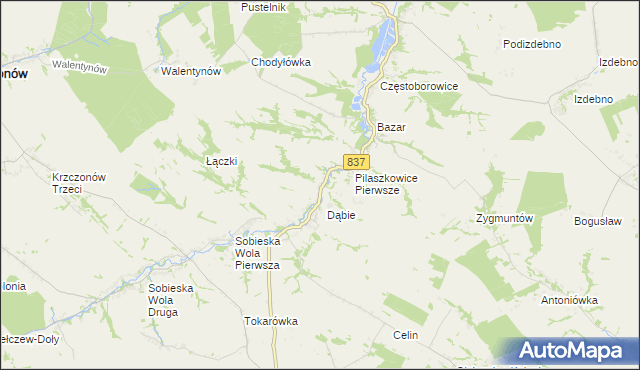 mapa Pilaszkowice Drugie, Pilaszkowice Drugie na mapie Targeo