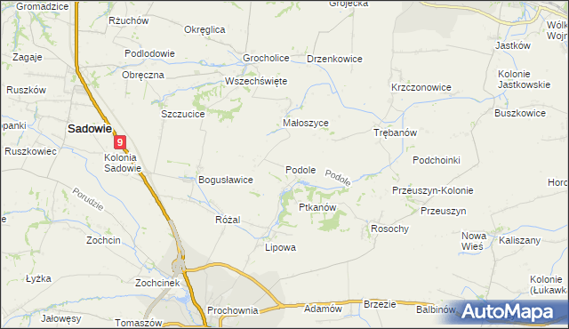 mapa Podole gmina Opatów, Podole gmina Opatów na mapie Targeo