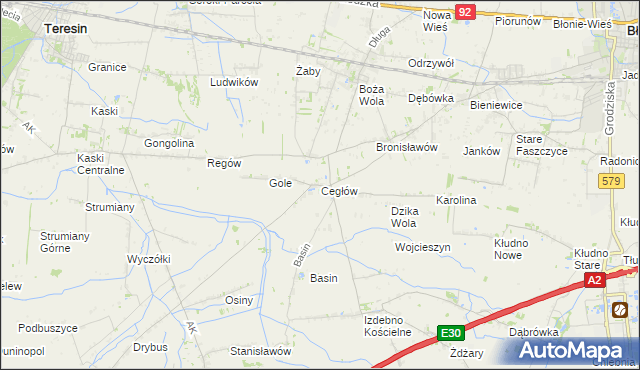 mapa Cegłów gmina Baranów, Cegłów gmina Baranów na mapie Targeo