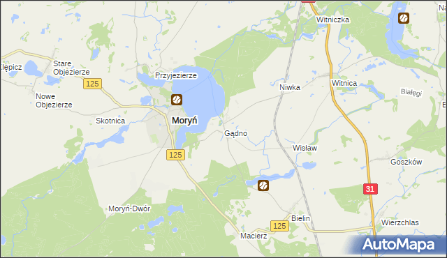 mapa Gądno, Gądno na mapie Targeo