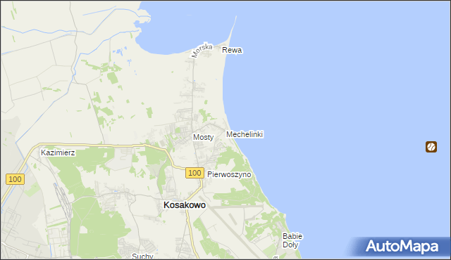 mapa Mechelinki, Mechelinki na mapie Targeo