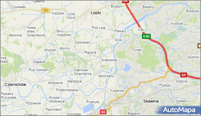 mapa Ściejowice, Ściejowice na mapie Targeo