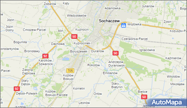 mapa Janówek Duranowski, Janówek Duranowski na mapie Targeo