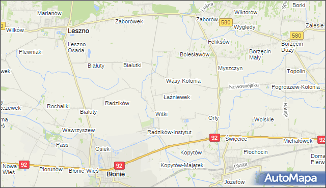 mapa Łaźniewek, Łaźniewek na mapie Targeo