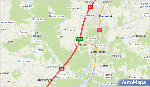 mapa Słostowice, Słostowice na mapie Targeo