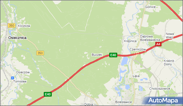 mapa Buczek gmina Bolesławiec, Buczek gmina Bolesławiec na mapie Targeo