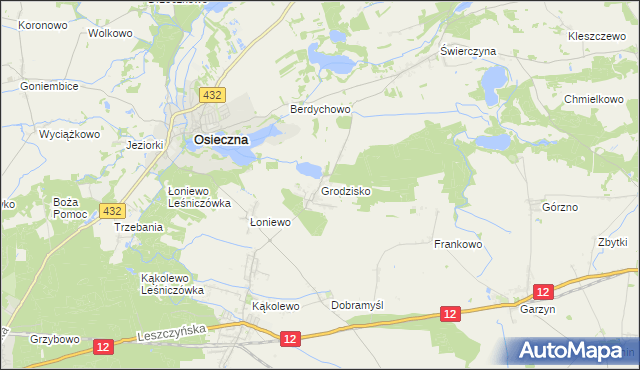 mapa Grodzisko gmina Osieczna, Grodzisko gmina Osieczna na mapie Targeo