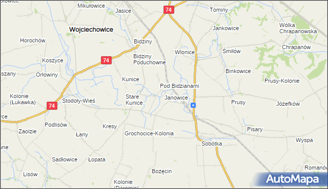 mapa Janowice gmina Ożarów, Janowice gmina Ożarów na mapie Targeo