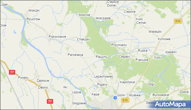 mapa Paluchy, Paluchy na mapie Targeo