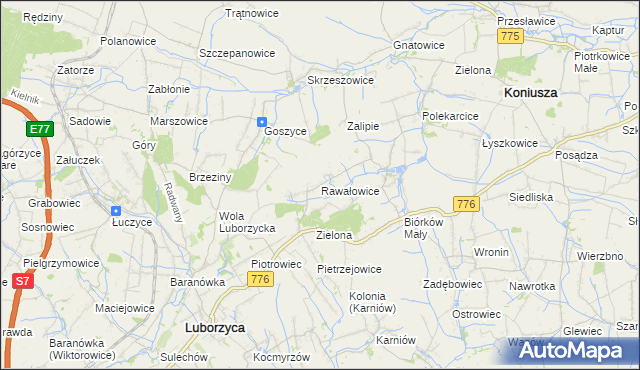 mapa Rawałowice, Rawałowice na mapie Targeo