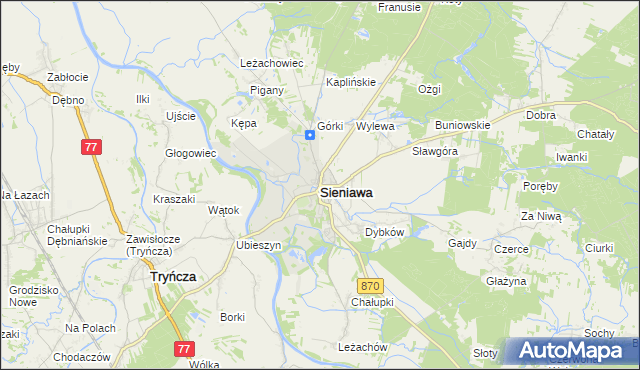 mapa Sieniawa powiat przeworski, Sieniawa powiat przeworski na mapie Targeo