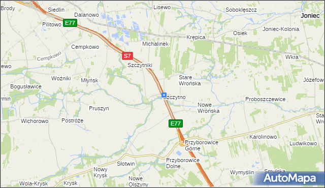 mapa Szczytno gmina Załuski, Szczytno gmina Załuski na mapie Targeo