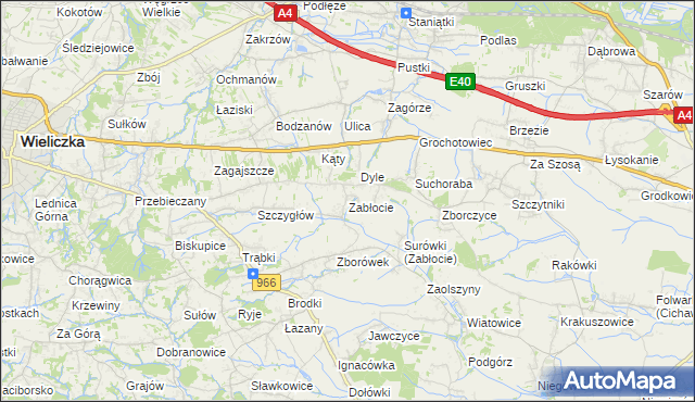 mapa Zabłocie gmina Biskupice, Zabłocie gmina Biskupice na mapie Targeo