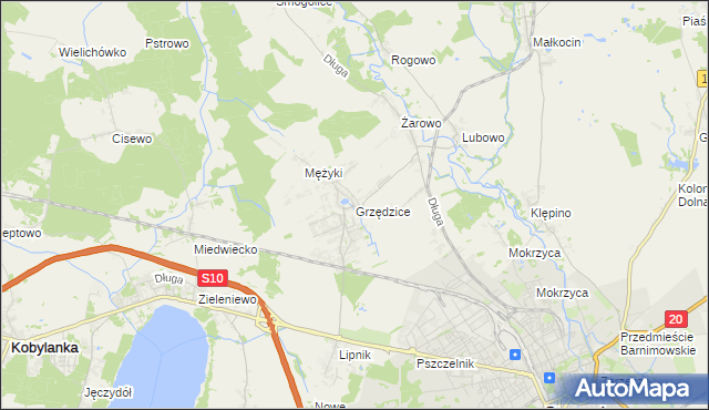 mapa Grzędzice, Grzędzice na mapie Targeo