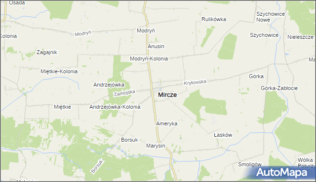mapa Mircze, Mircze na mapie Targeo