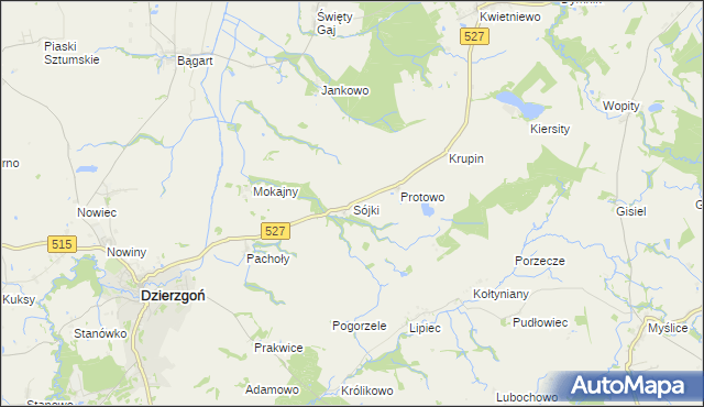 mapa Sójki gmina Rychliki, Sójki gmina Rychliki na mapie Targeo