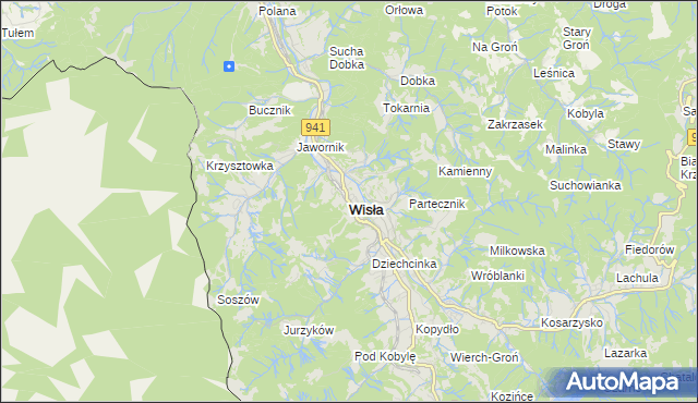 mapa Wisła, Wisła na mapie Targeo