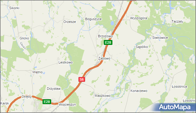 mapa Żabowo gmina Nowogard, Żabowo gmina Nowogard na mapie Targeo