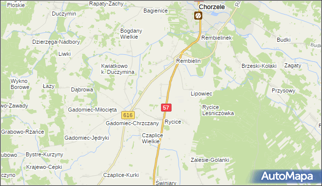 mapa Aleksandrowo gmina Chorzele, Aleksandrowo gmina Chorzele na mapie Targeo