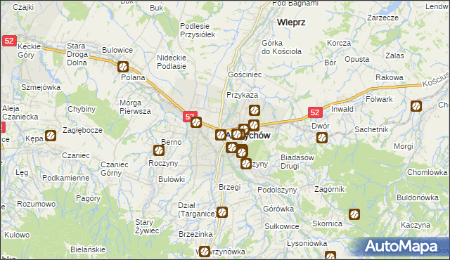 mapa Andrychów, Andrychów na mapie Targeo