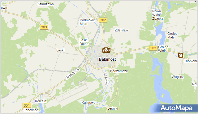 mapa Babimost, Babimost na mapie Targeo