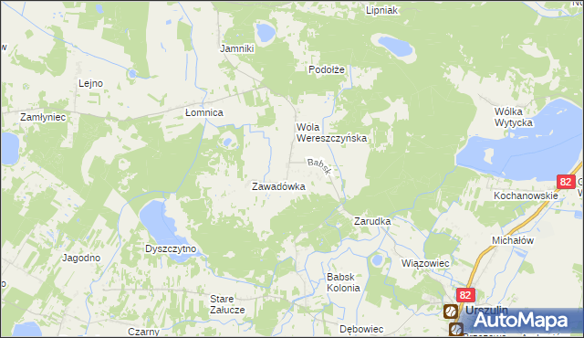 mapa Babsk gmina Urszulin, Babsk gmina Urszulin na mapie Targeo