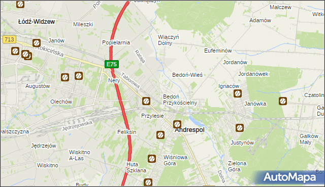 mapa Bedoń Przykościelny, Bedoń Przykościelny na mapie Targeo