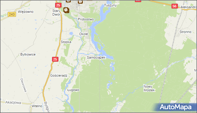 mapa Białe gmina Koronowo, Białe gmina Koronowo na mapie Targeo