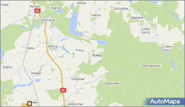 mapa Białęgi gmina Chojna, Białęgi gmina Chojna na mapie Targeo