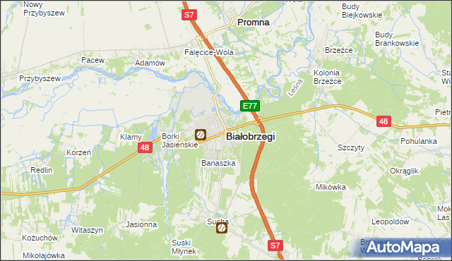 mapa Białobrzegi, Białobrzegi na mapie Targeo