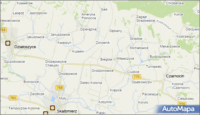 mapa Bieglów, Bieglów na mapie Targeo