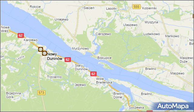 mapa Biskupice gmina Brudzeń Duży, Biskupice gmina Brudzeń Duży na mapie Targeo