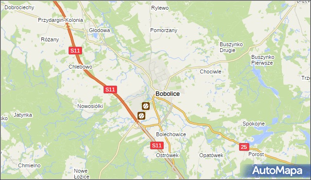 mapa Bobolice powiat koszaliński, Bobolice powiat koszaliński na mapie Targeo