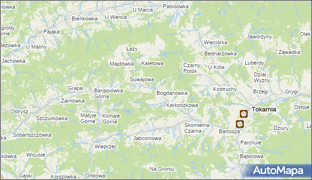 mapa Bogdanówka gmina Tokarnia, Bogdanówka gmina Tokarnia na mapie Targeo