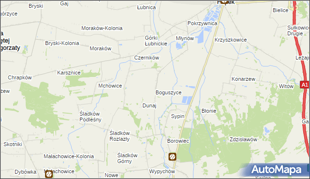 mapa Boguszyce gmina Piątek, Boguszyce gmina Piątek na mapie Targeo