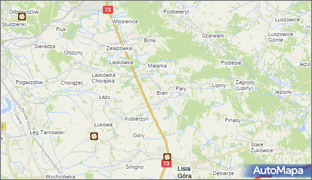 mapa Breń gmina Lisia Góra, Breń gmina Lisia Góra na mapie Targeo
