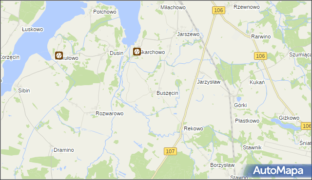 mapa Buszęcin, Buszęcin na mapie Targeo