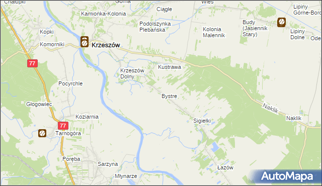 mapa Bystre gmina Krzeszów, Bystre gmina Krzeszów na mapie Targeo