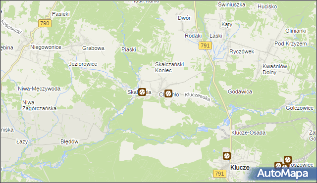 mapa Chechło gmina Klucze, Chechło gmina Klucze na mapie Targeo