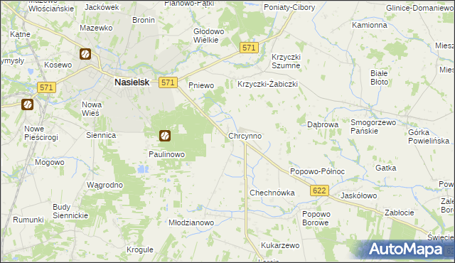 mapa Chrcynno, Chrcynno na mapie Targeo
