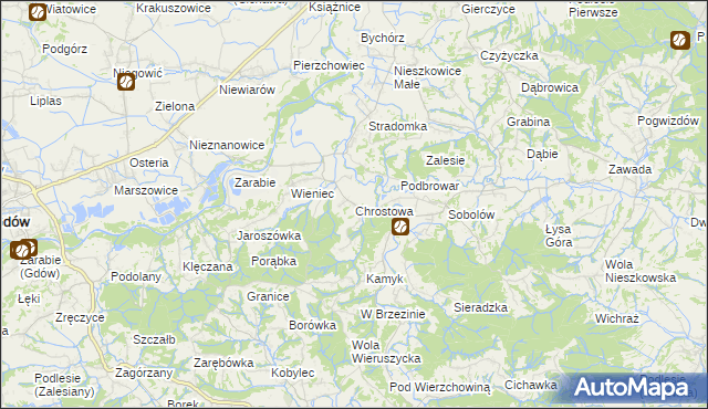 mapa Chrostowa gmina Łapanów, Chrostowa gmina Łapanów na mapie Targeo