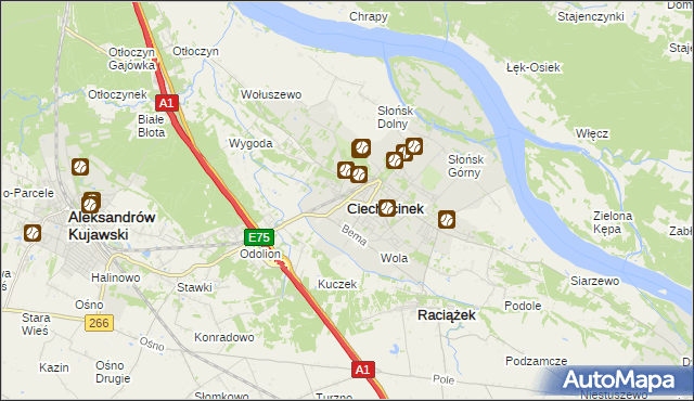 mapa Ciechocinek, Ciechocinek na mapie Targeo
