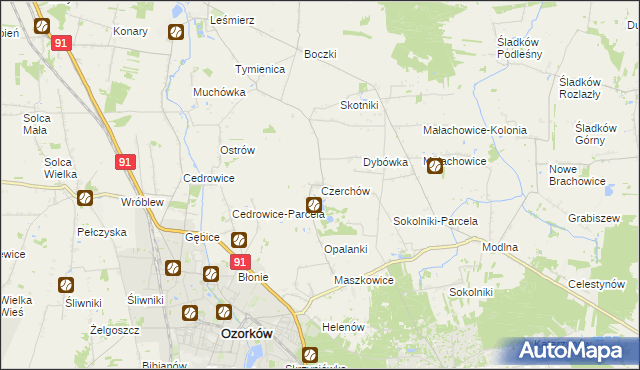 mapa Czerchów, Czerchów na mapie Targeo