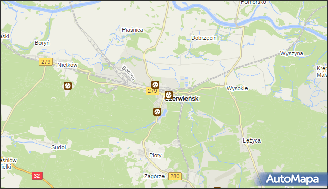 mapa Czerwieńsk, Czerwieńsk na mapie Targeo