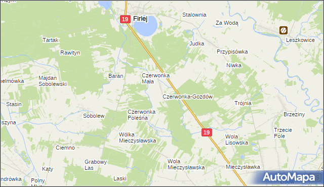 mapa Czerwonka-Gozdów, Czerwonka-Gozdów na mapie Targeo